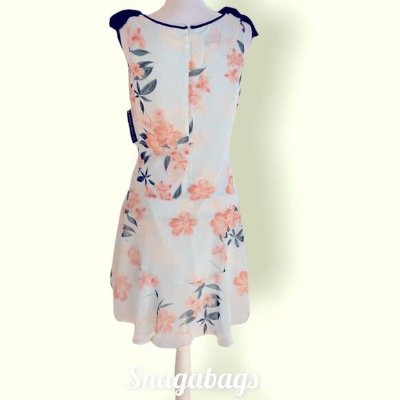 DONNA MORGAN NWT CONTRAST TIE DROP WAIST FLORAL DRESS SIZE 6 - Picture 7 of 10